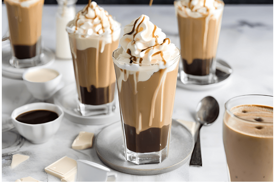 15 - Topped with whipped cream and drizzled white chocolate sauce, ready to enjoy