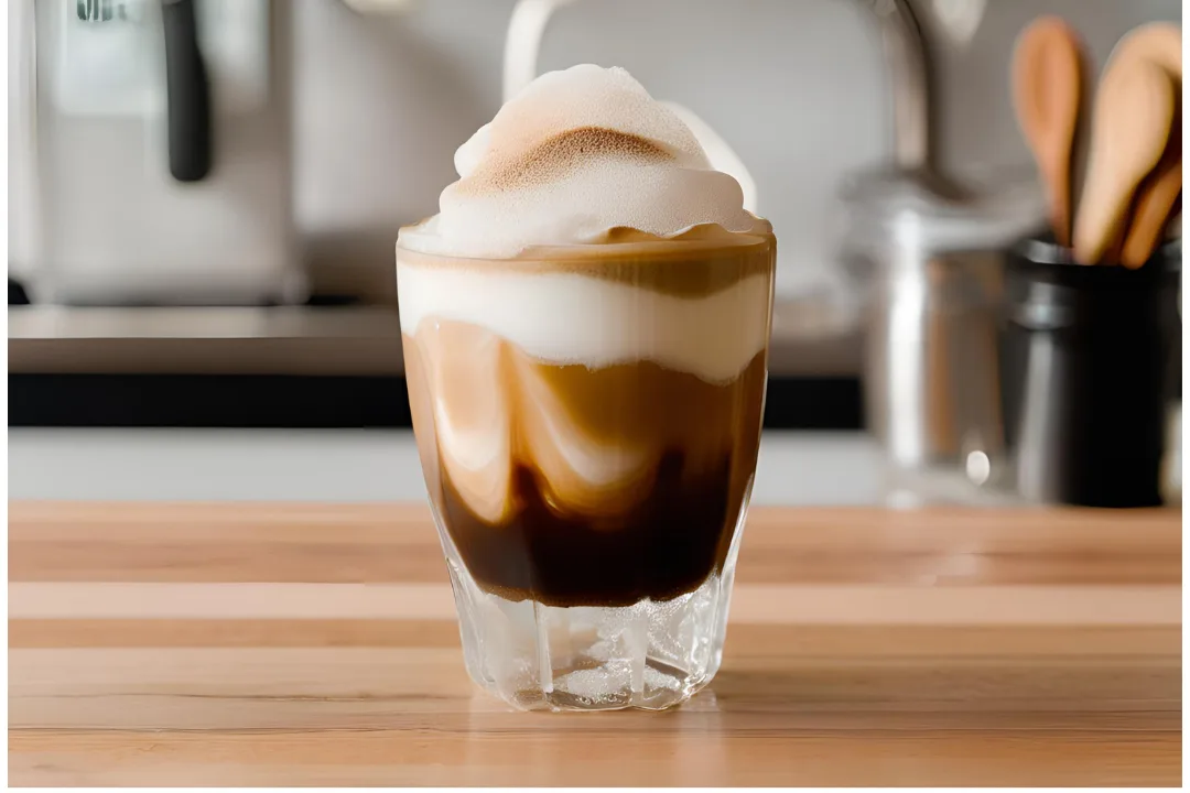 2 - Shaker filled with ice, espresso, and syrup, creating a frothy, layered effect