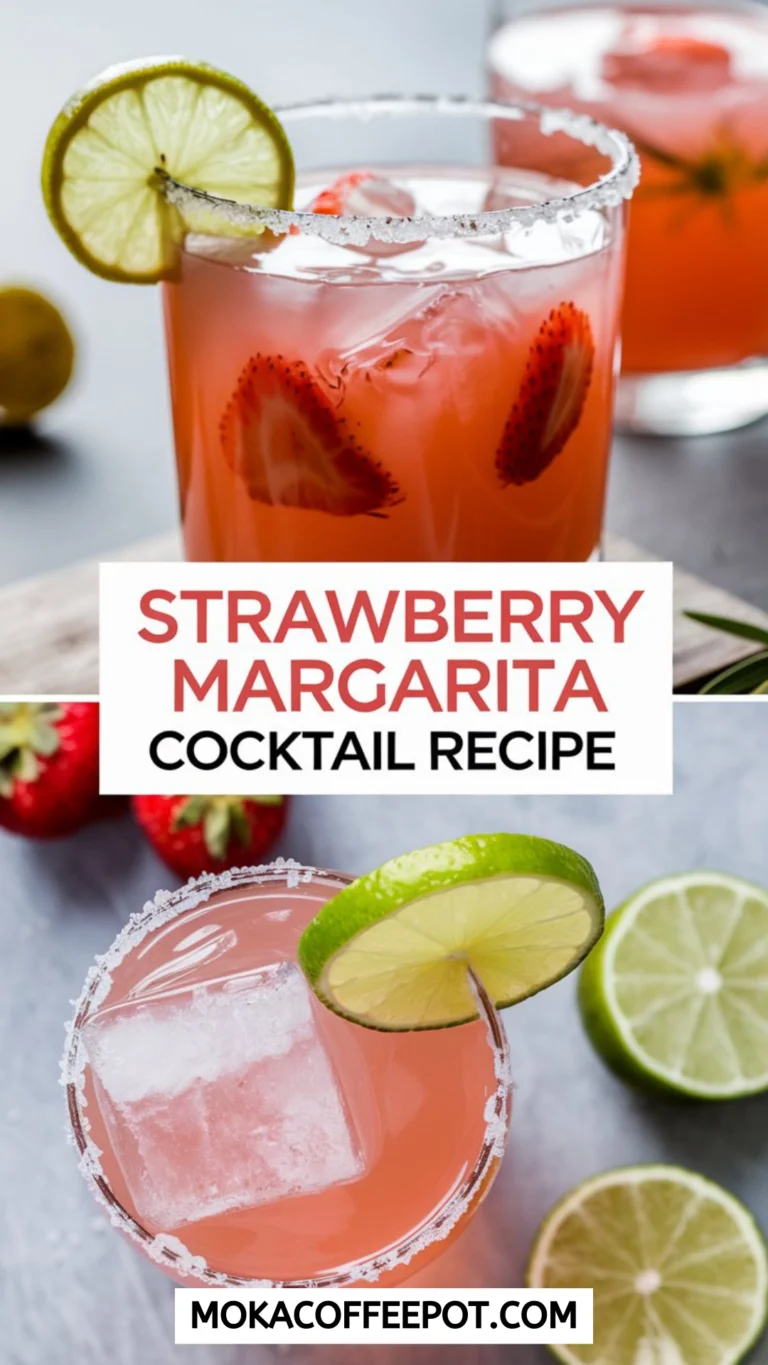 Strawberry Margarita Cocktail with Lime Salt Rim: Fresh, Fruity Drinks for Fun Party Moments