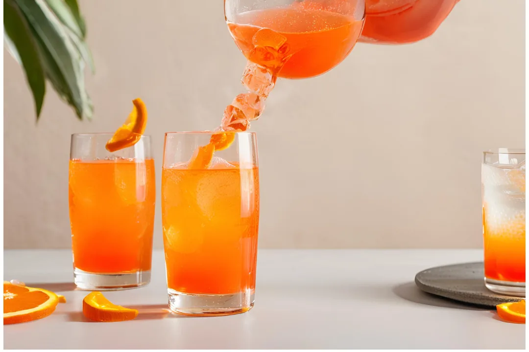 21 - Orange garnish completing the simple yet colorful cocktail