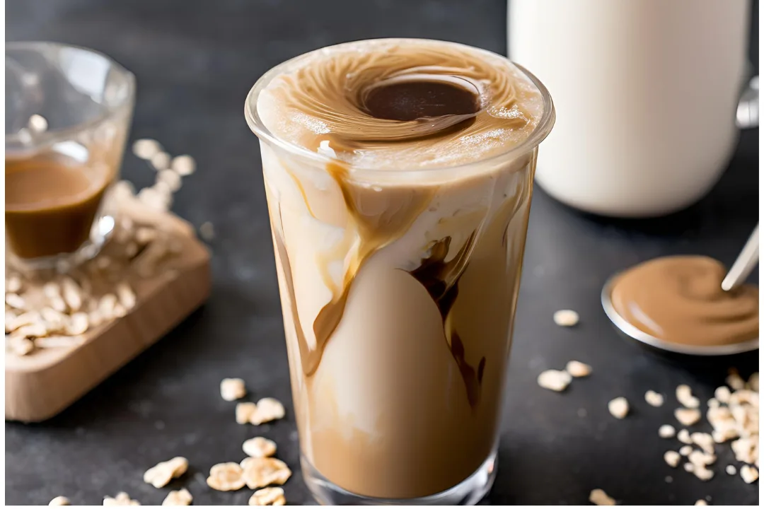 6 - Shaker with ice and espresso forming a frothy, chilled base