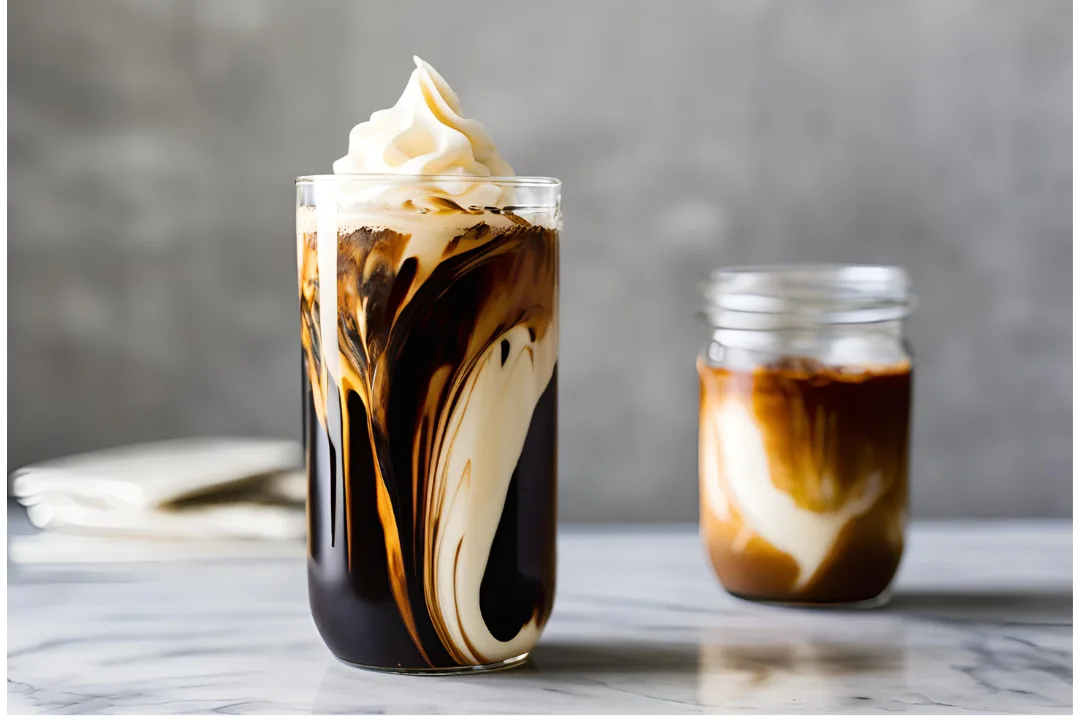 8 - Cold brew coffee in a glass, dark and rich, ready for creamy addition