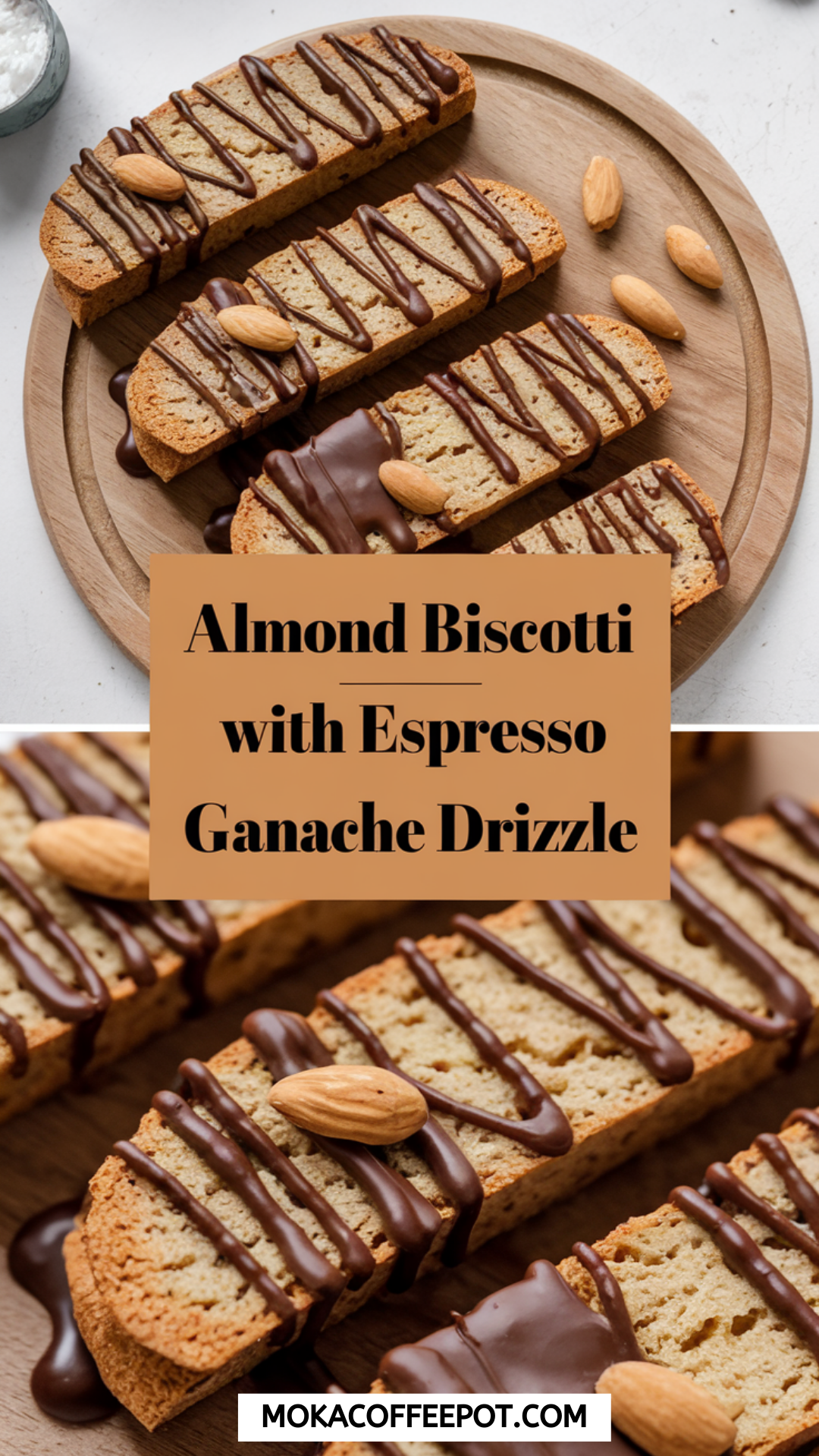 Almond Biscotti with Espresso Ganache Drizzle Almond Biscotti with Espresso Ganache Drizzle
