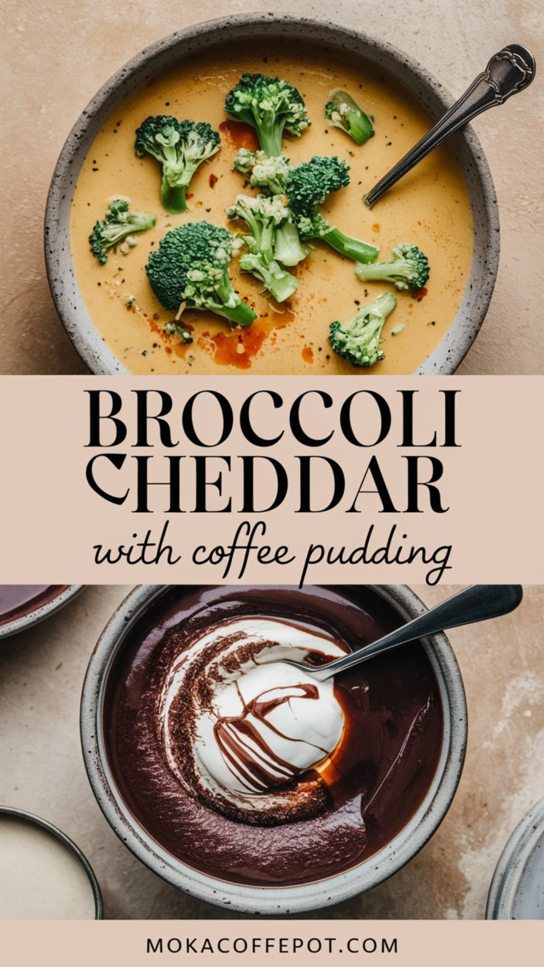 Broccoli Cheddar Soup with Coffee Pudding Broccoli Cheddar Soup with Coffee Pudding