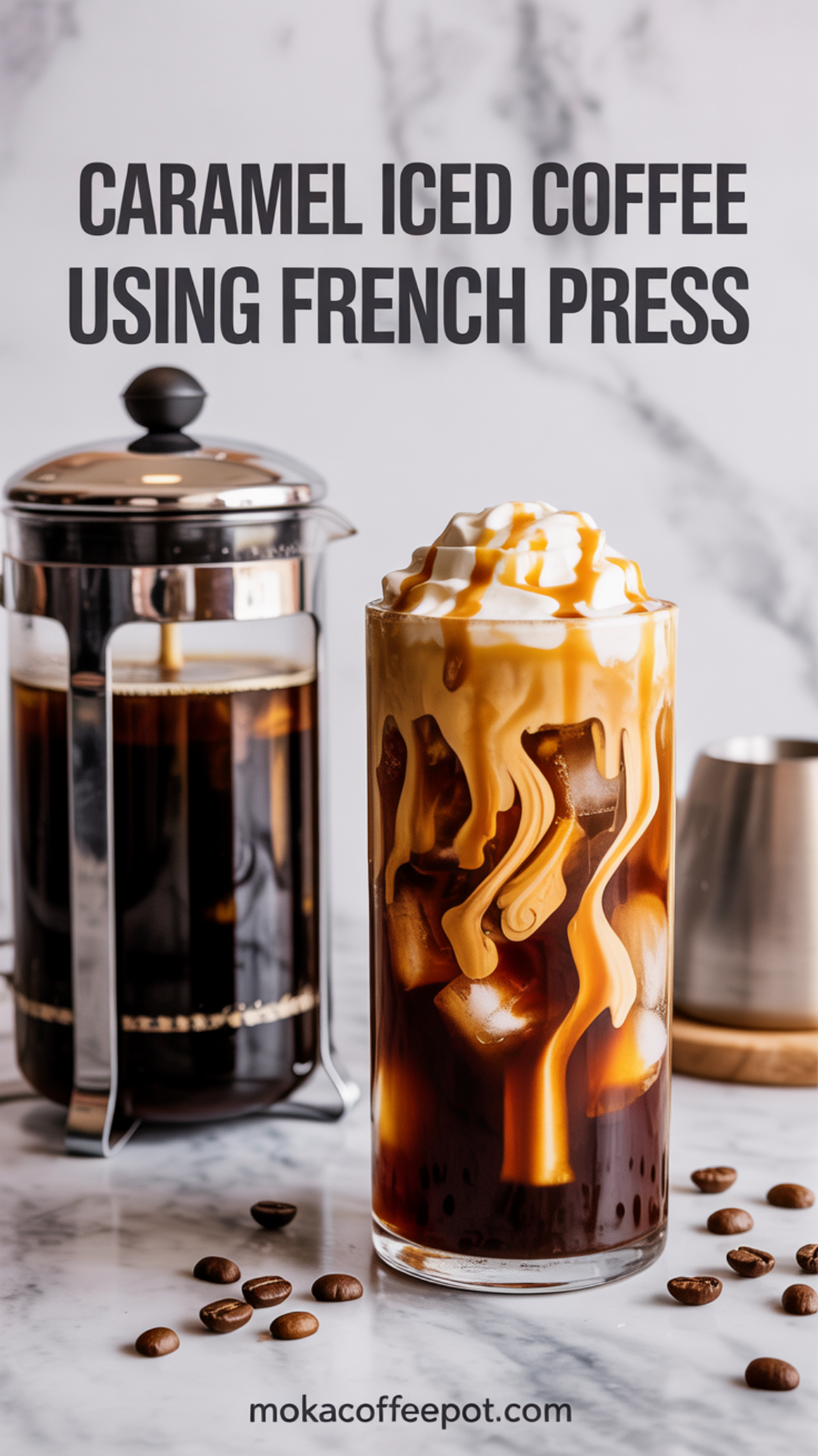 Caramel Iced Coffee Using French Press