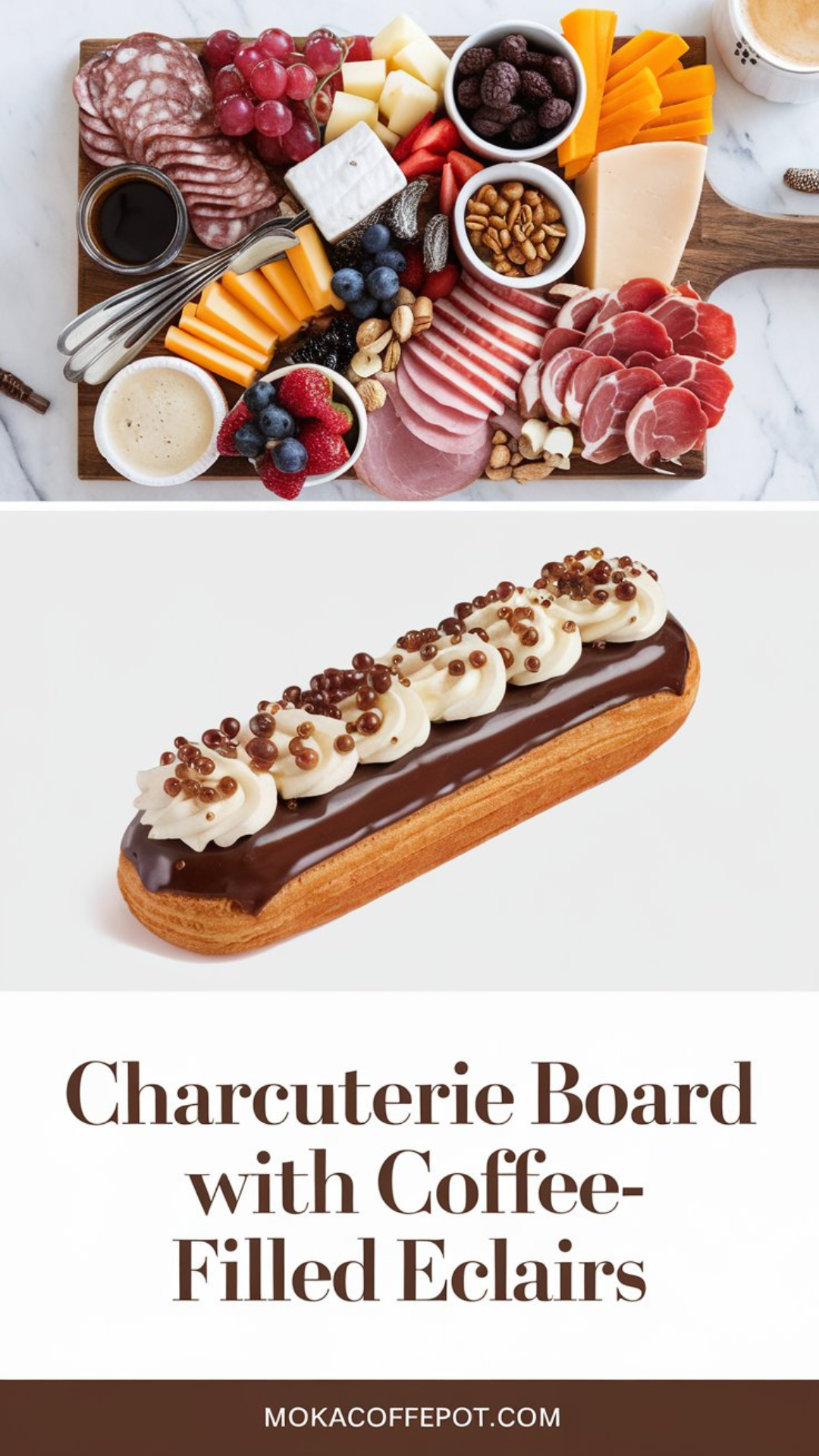 Charcuterie Board with Coffee-Filled Eclairs Charcuterie Board with Coffee-Filled Eclairs