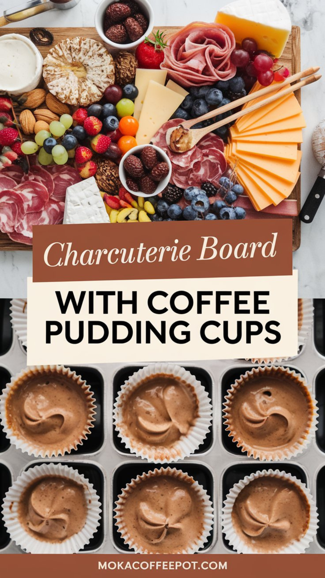 Charcuterie Board with Coffee Pudding Cups Charcuterie Board with Coffee Pudding Cups