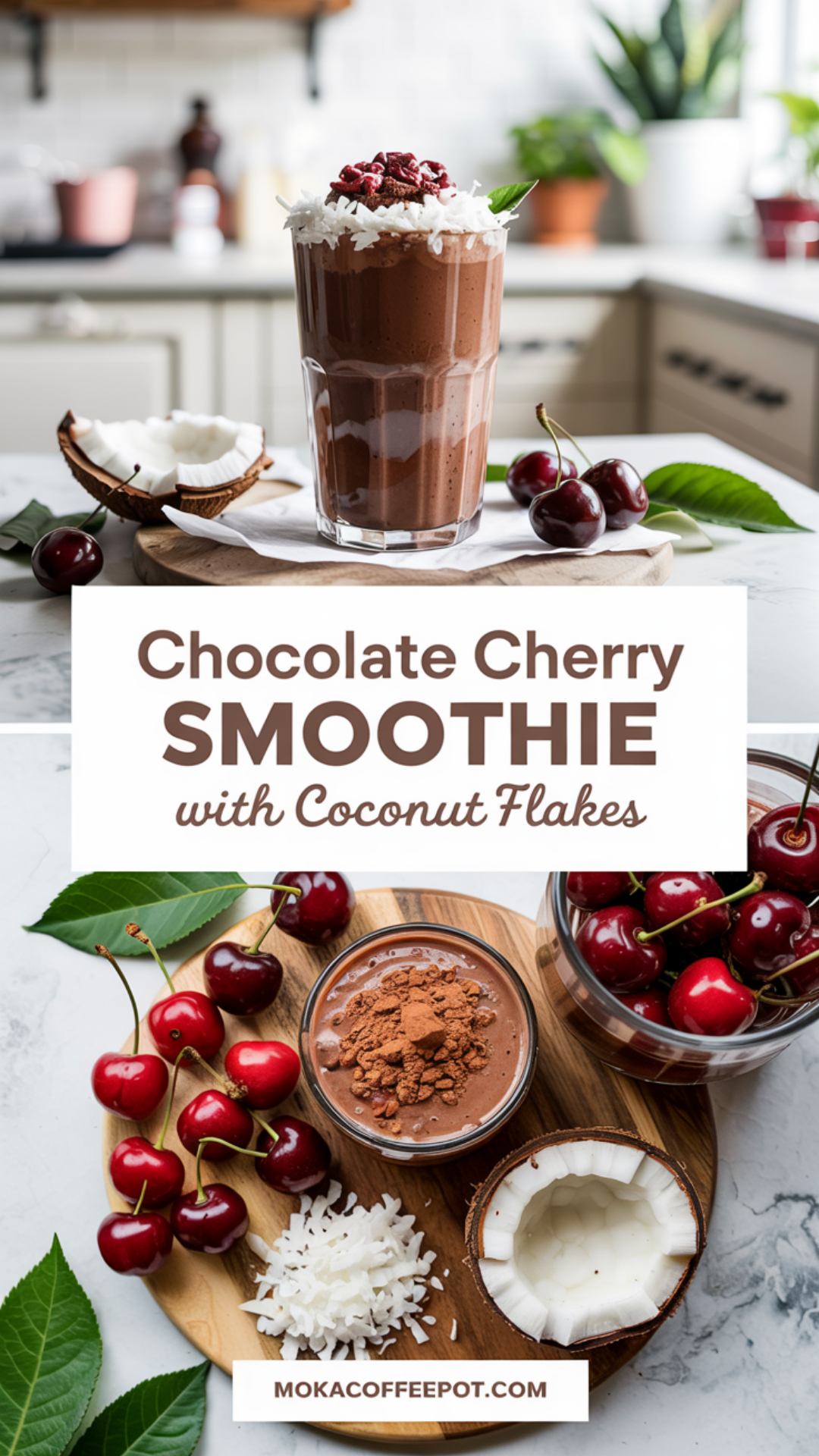 Chocolate Cherry Smoothie with Coconut Flakes Recipe Chocolate Cherry Smoothie with Coconut Flakes Recipe