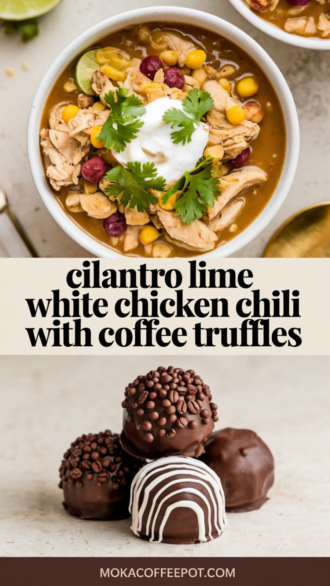 Cilantro Lime White Chicken Chili with Coffee Truffles Cilantro Lime White Chicken Chili with Coffee Truffles