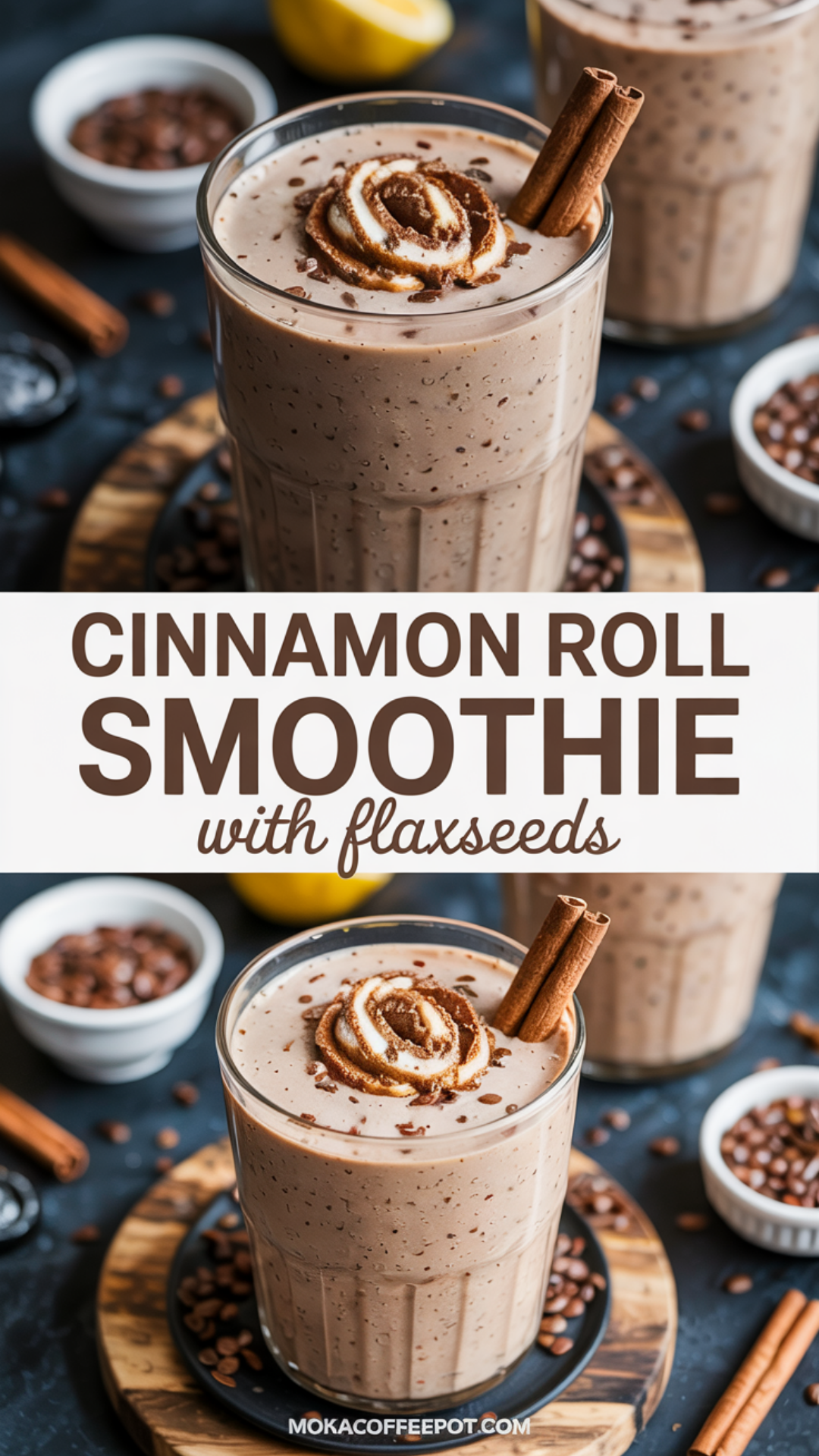 Cinnamon Roll Smoothie with Flaxseeds