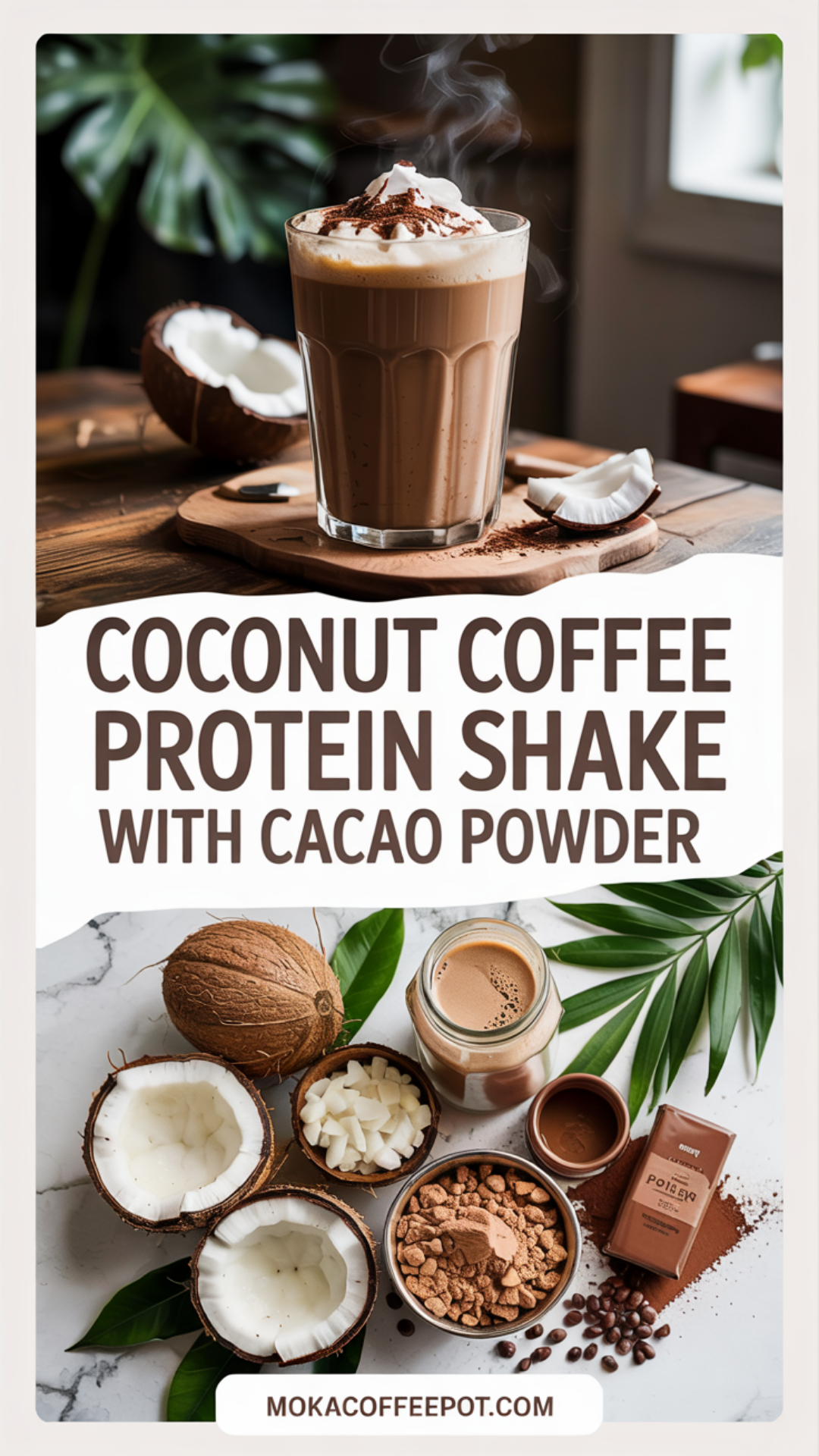 Coconut Coffee Protein Shake with Cacao Powder Recipe Coconut Coffee Protein Shake with Cacao Powder Recipe