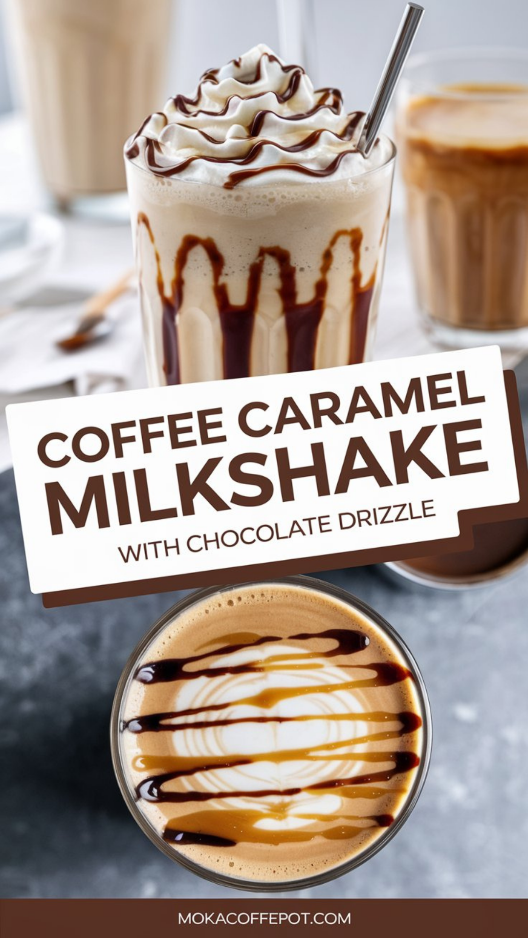 Coffee Caramel Milkshake with Chocolate Drizzle Coffee Caramel Milkshake with Chocolate Drizzle