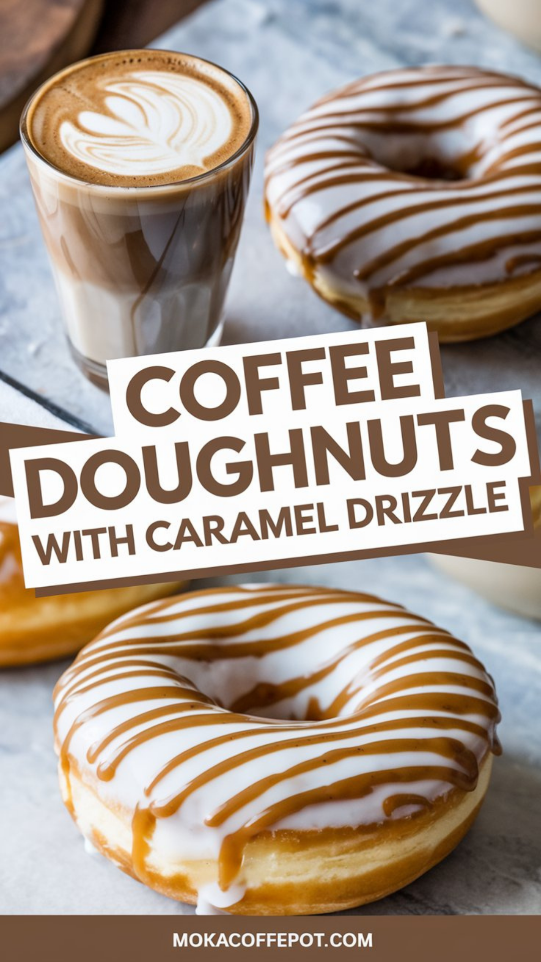 Coffee Doughnuts with Caramel Drizzle Coffee Doughnuts with Caramel Drizzle