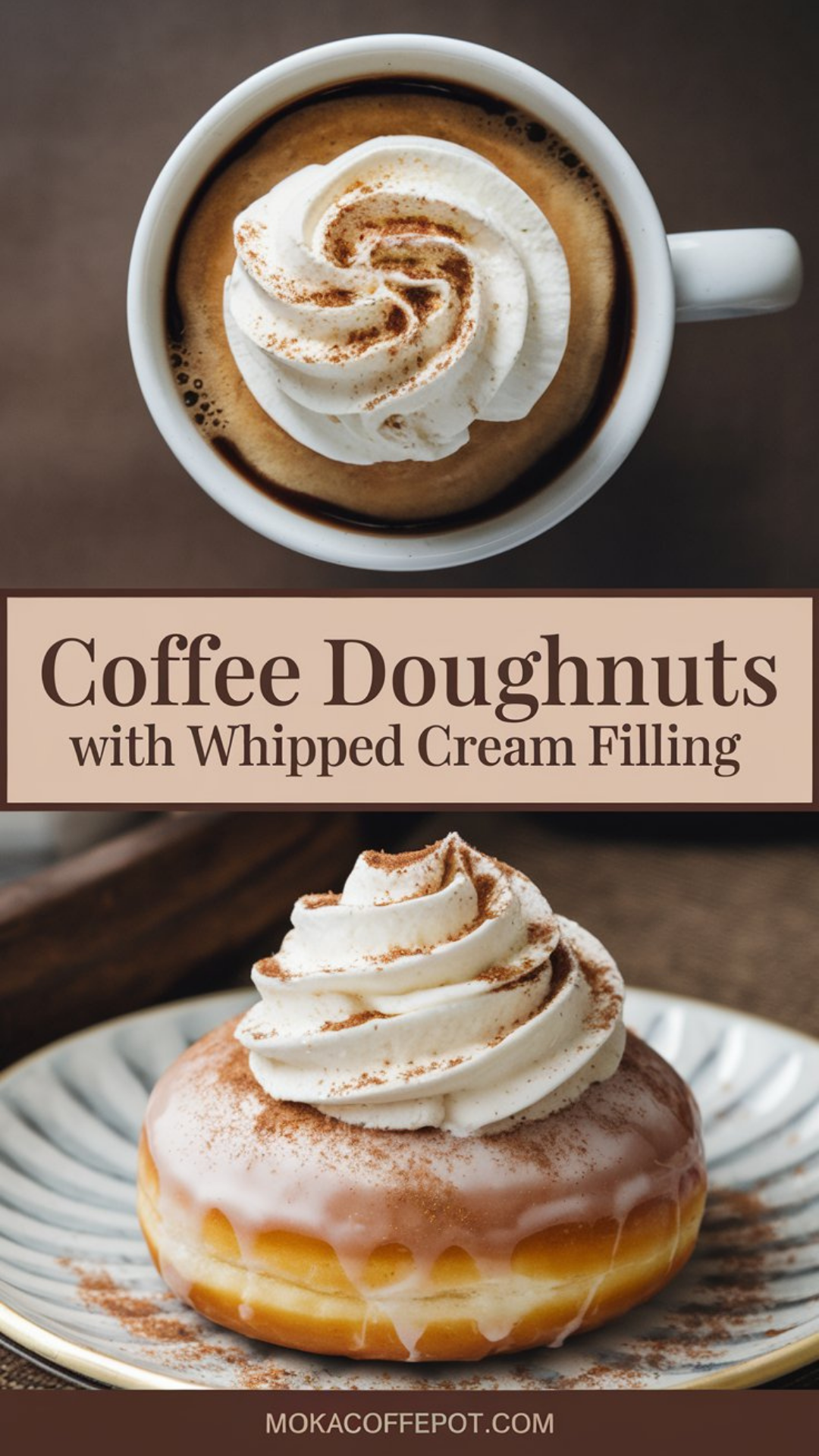 Coffee Doughnuts with Whipped Cream Filling Coffee Doughnuts with Whipped Cream Filling