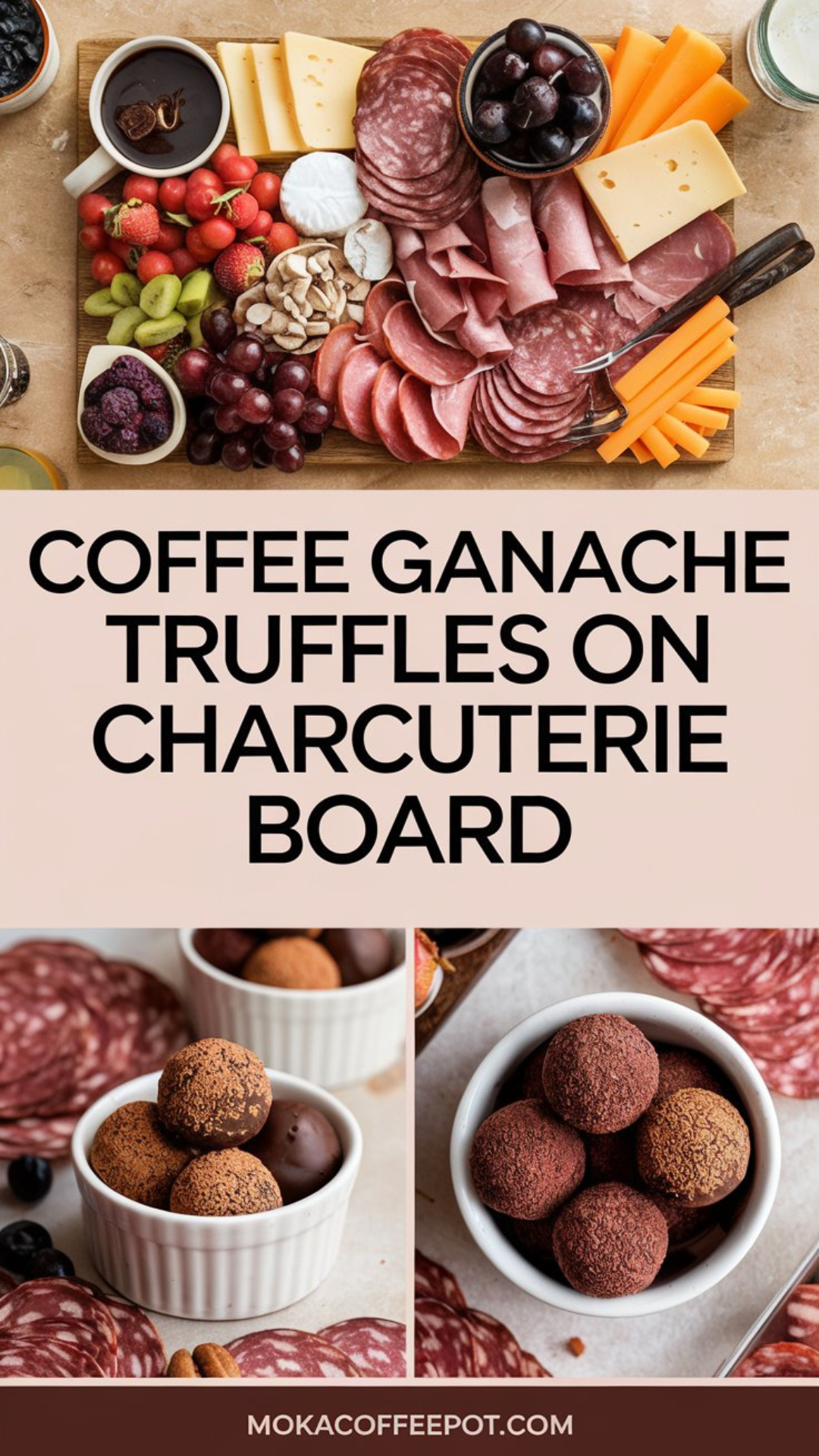 Coffee Ganache Truffles on Charcuterie Board Coffee Ganache Truffles on Charcuterie Board