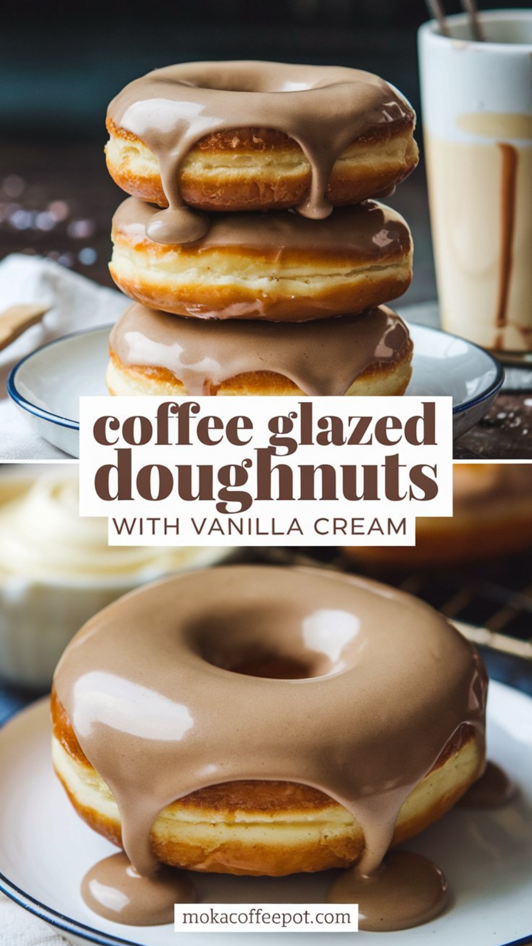 Coffee Glazed Doughnuts with Vanilla Cream Coffee Glazed Doughnuts with Vanilla Cream