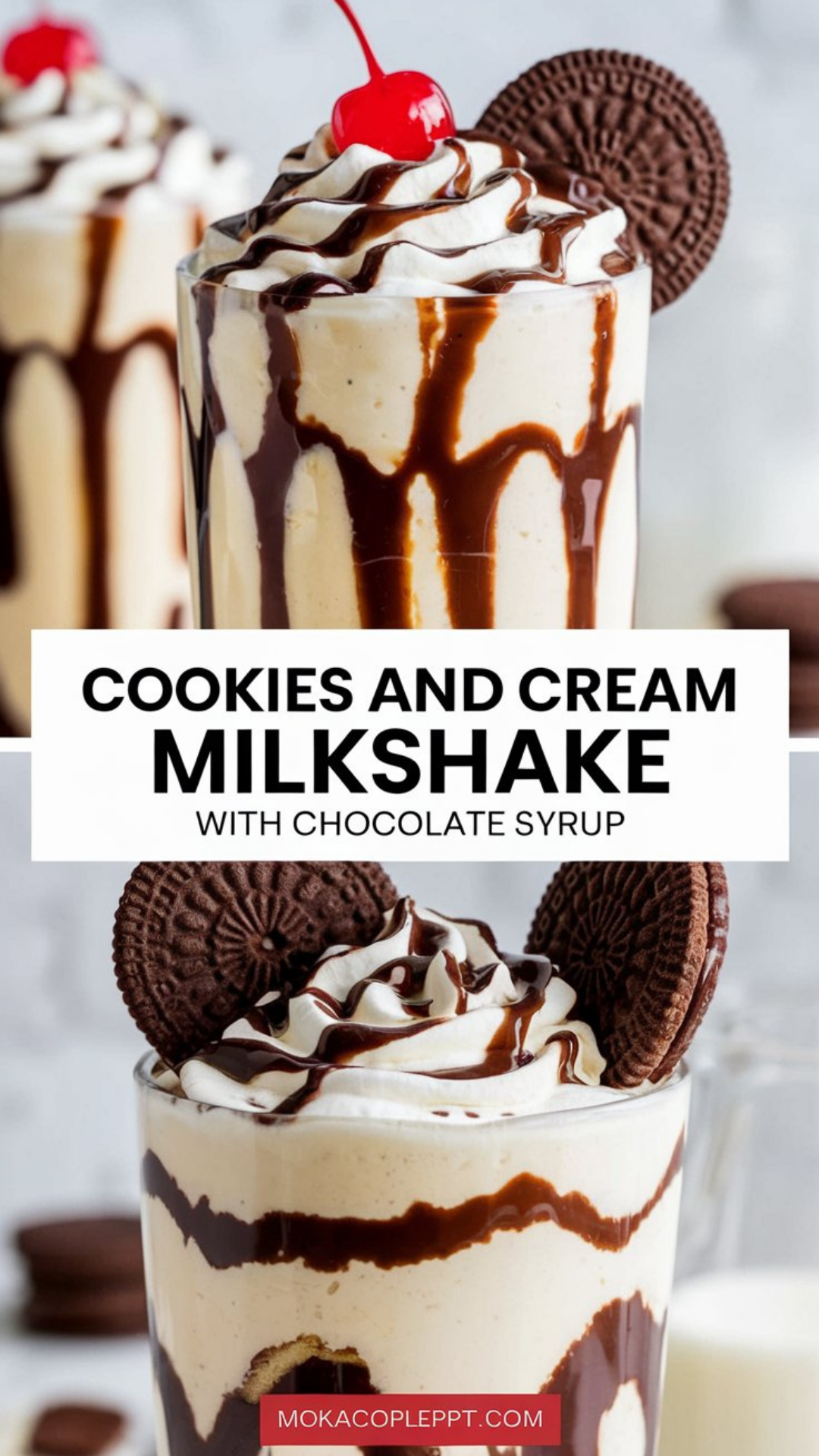 Cookies and Cream Milkshake with Chocolate Syrup Cookies and Cream Milkshake with Chocolate Syrup