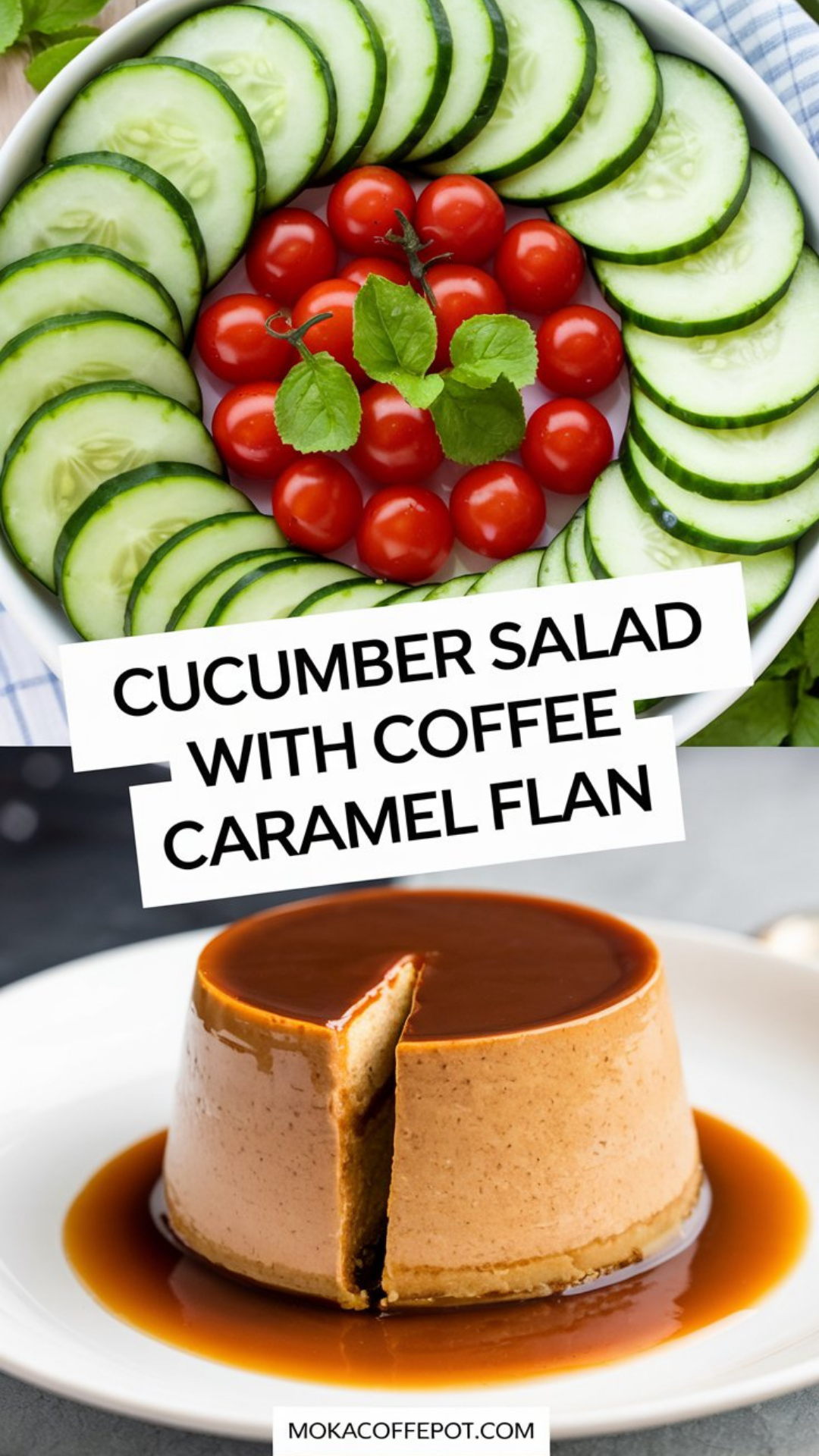 Cucumber Salad with Coffee Caramel Flan