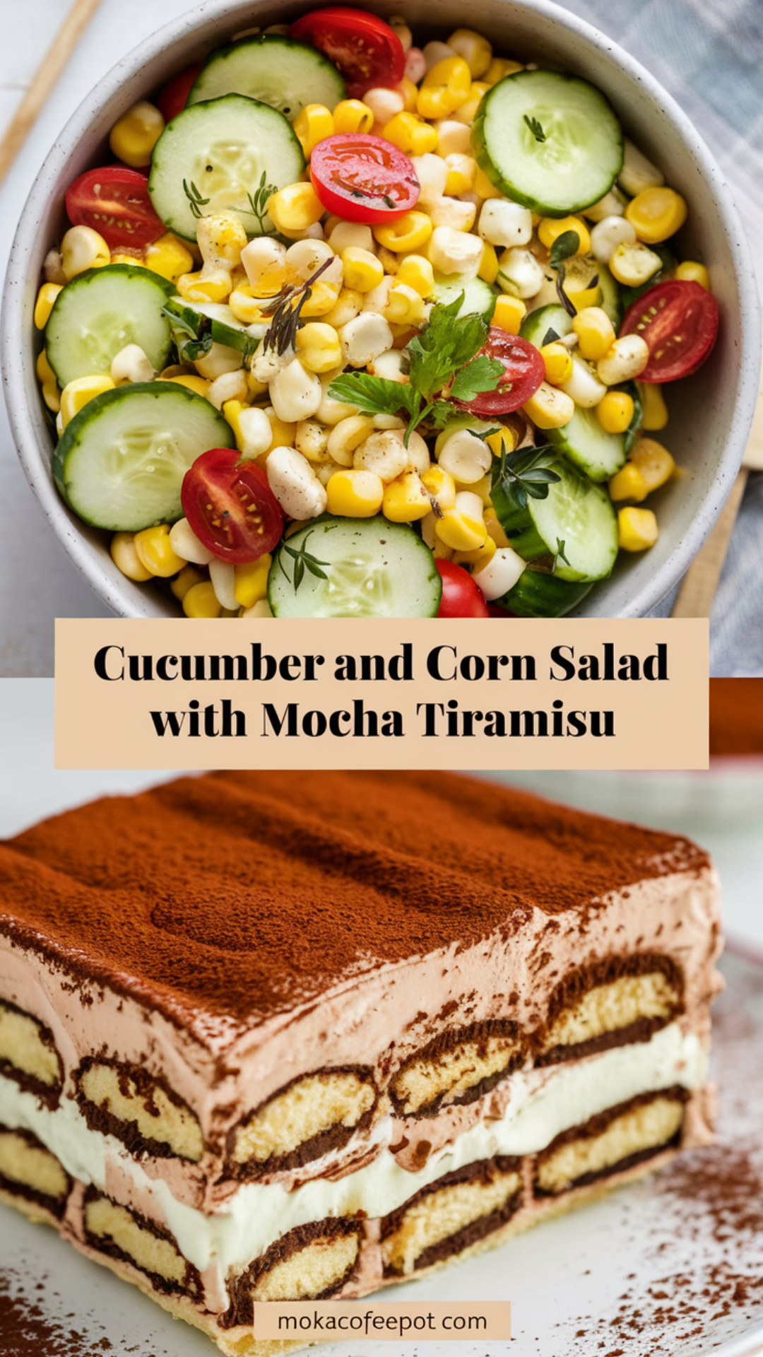 Cucumber and Corn Salad with Mocha Tiramisu Cucumber and Corn Salad with Mocha Tiramisu
