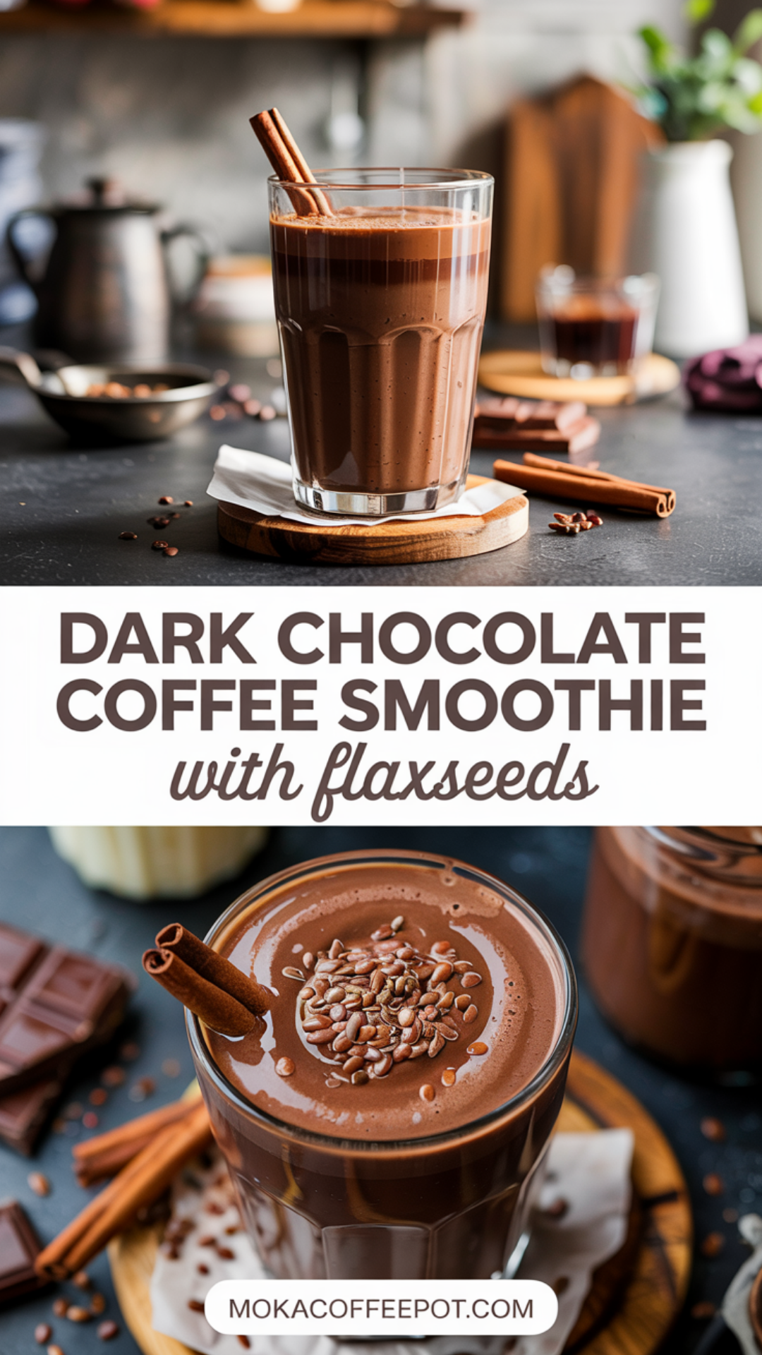 Dark Chocolate Coffee Smoothie with Flaxseeds