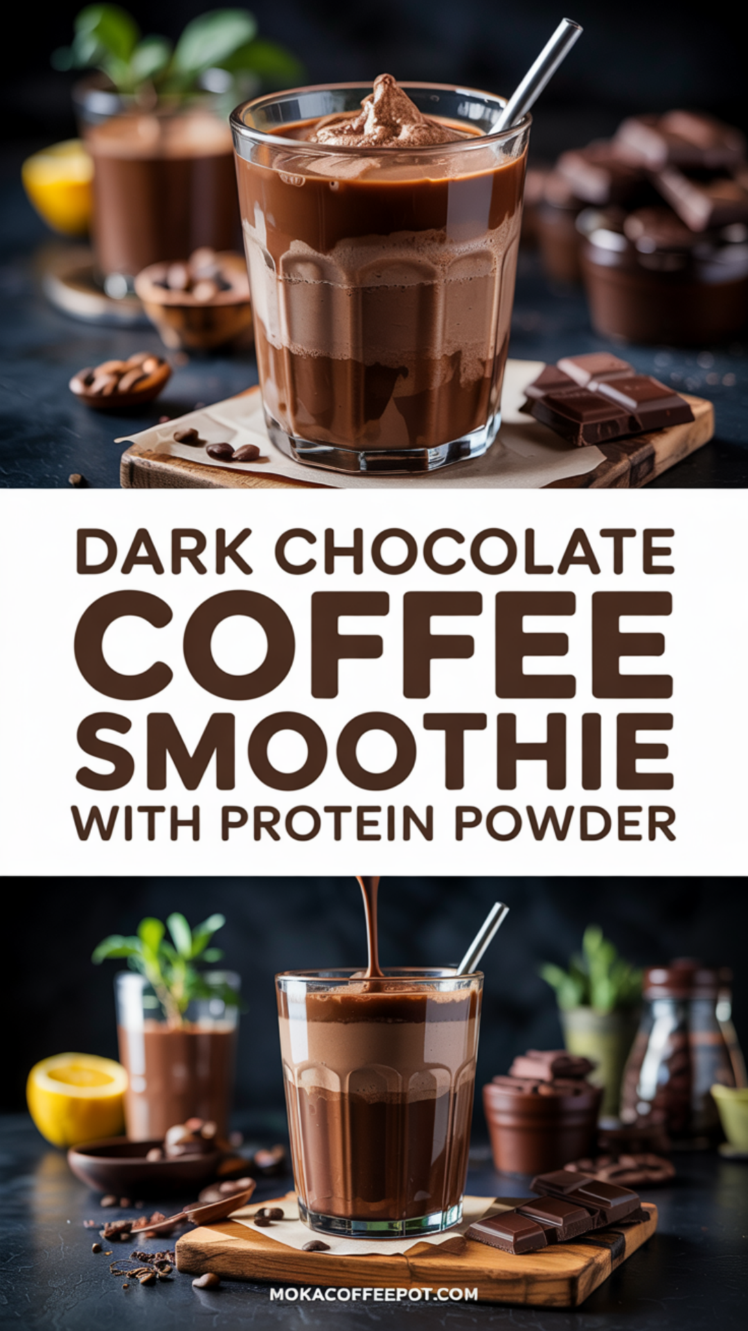 Dark Chocolate Coffee Smoothie with Protein Powder