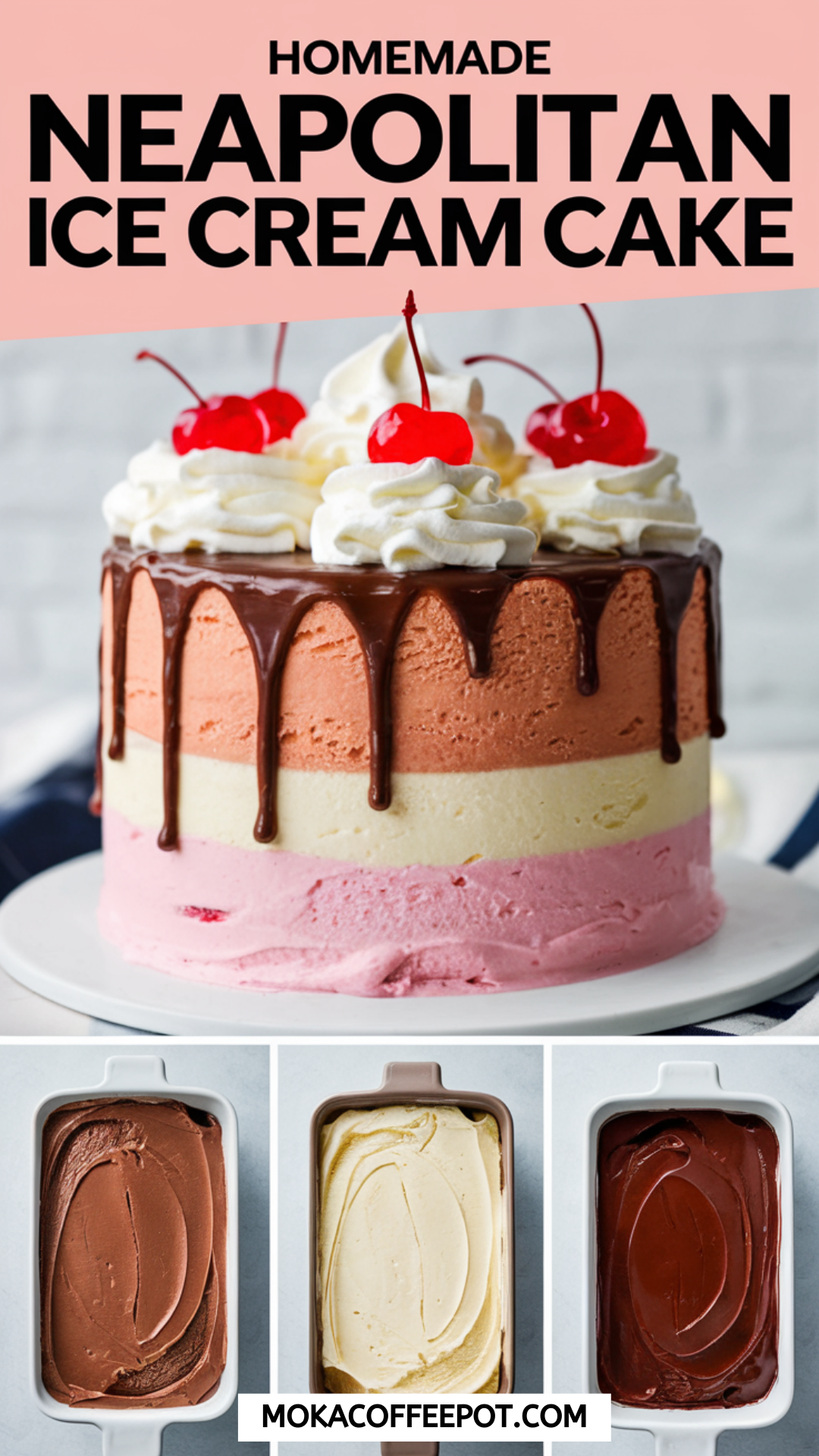 Homemade Neapolitan Ice Cream Cake Homemade Neapolitan Ice Cream Cake