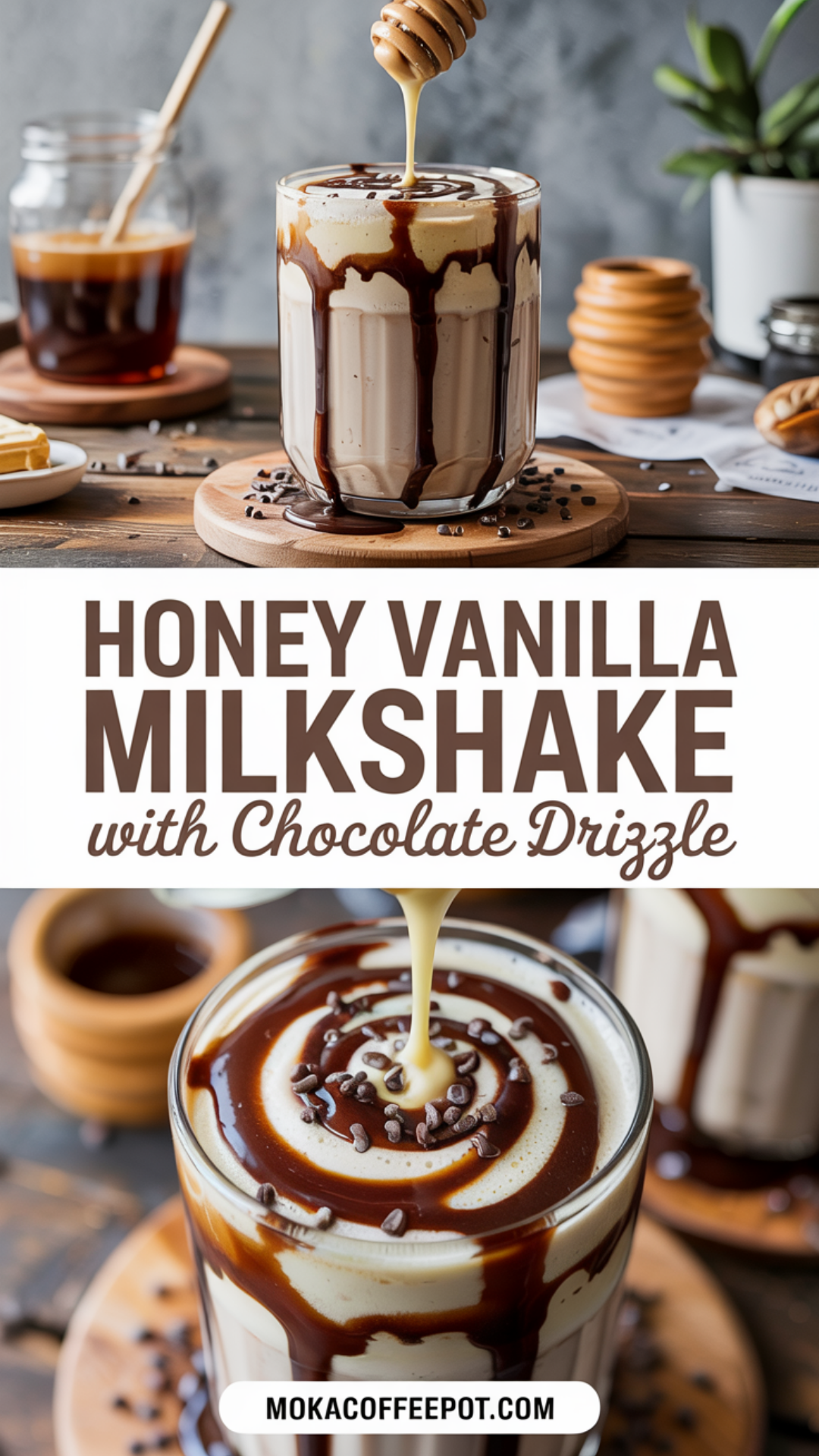 Honey Vanilla Milkshake with Chocolate Drizzle Recipe Honey Vanilla Milkshake with Chocolate Drizzle Recipe