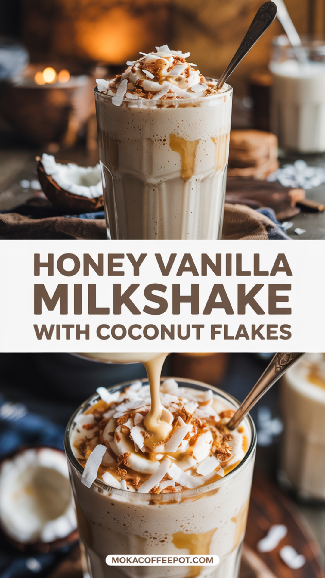 Honey Vanilla Milkshake with Coconut Flakes Recipe Honey Vanilla Milkshake with Coconut Flakes Recipe