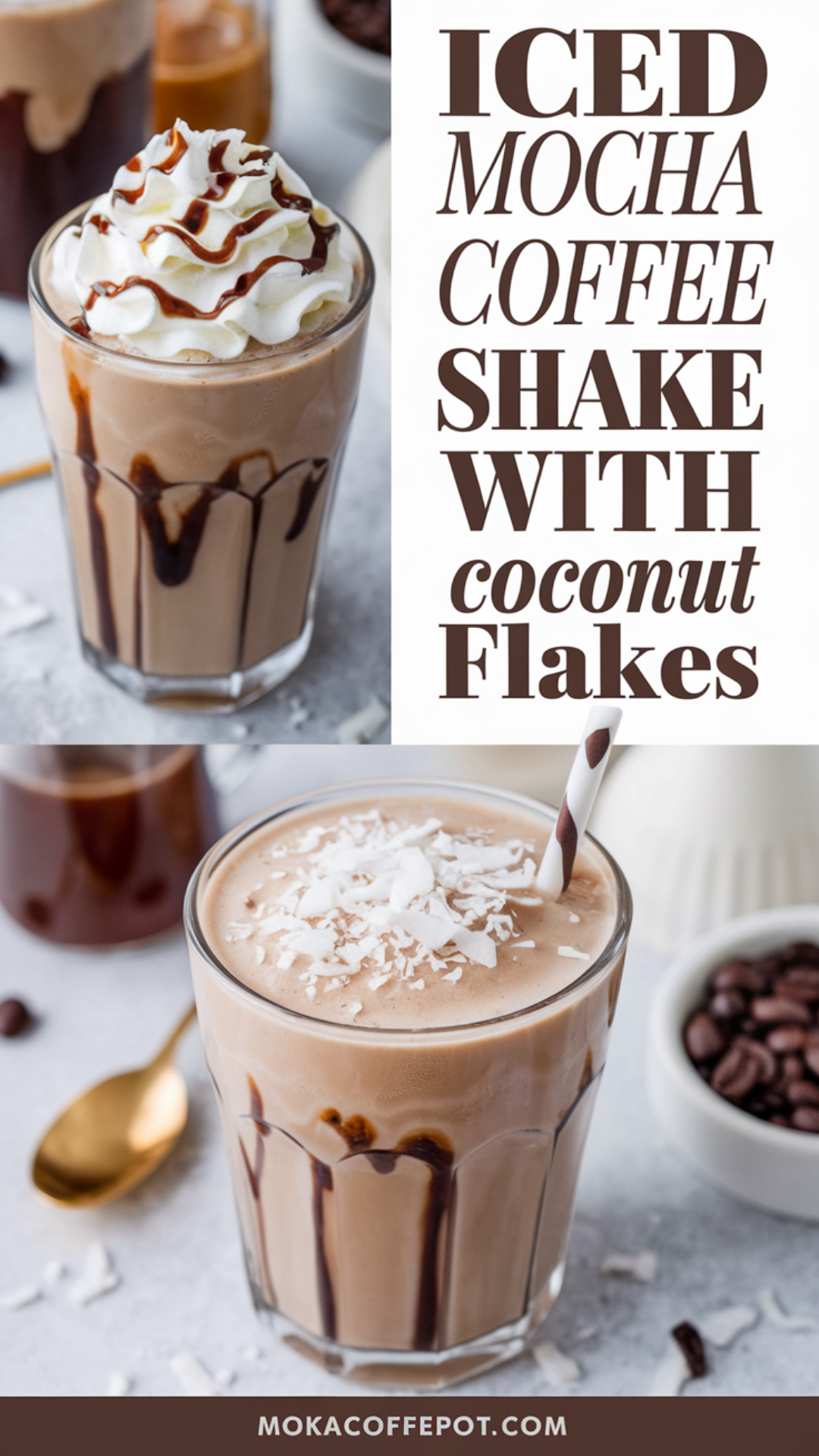 Iced Mocha Coffee Shake with Coconut Flakes