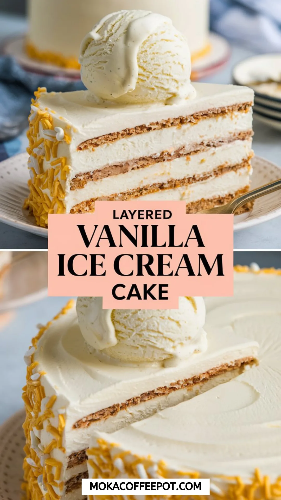 Layered Vanilla Ice Cream Cake Layered Vanilla Ice Cream Cake