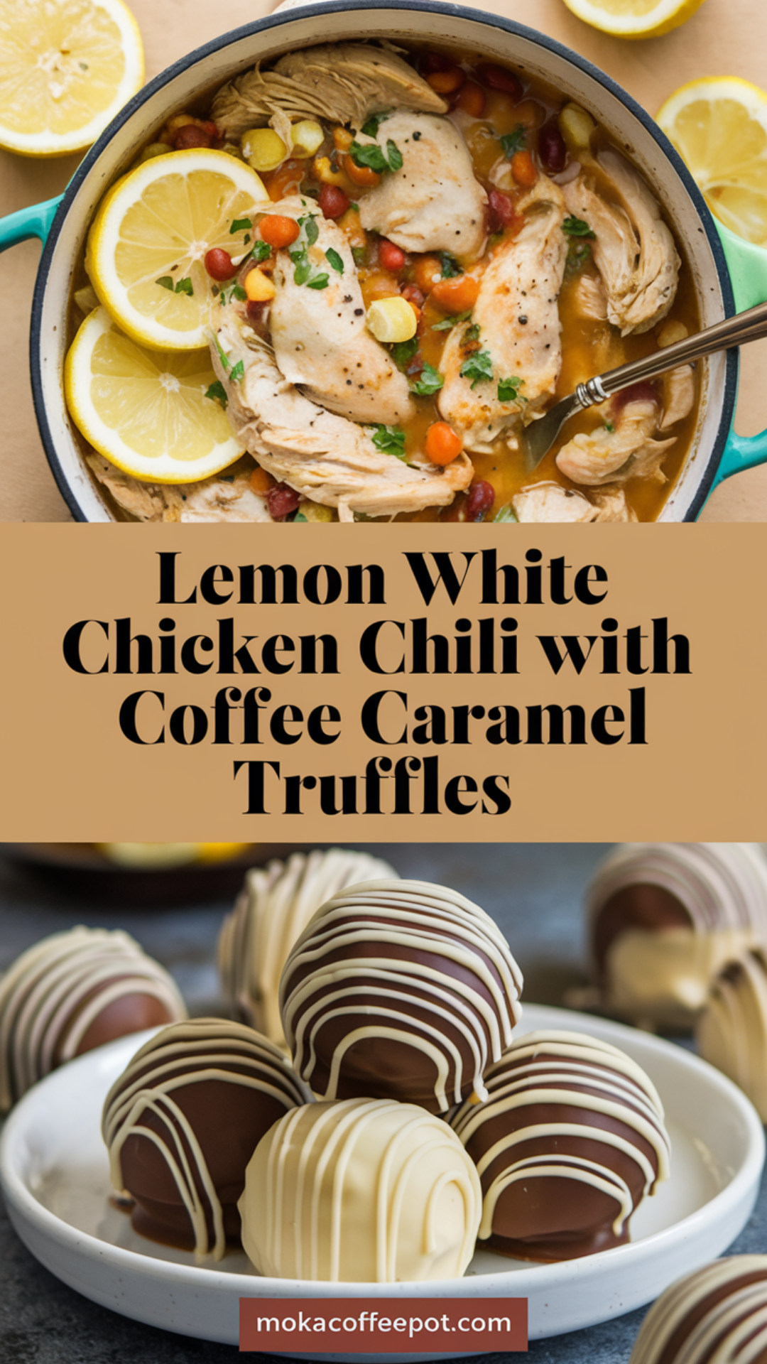 Lemon White Chicken Chili with Coffee Caramel Truffles Lemon White Chicken Chili with Coffee Caramel Truffles