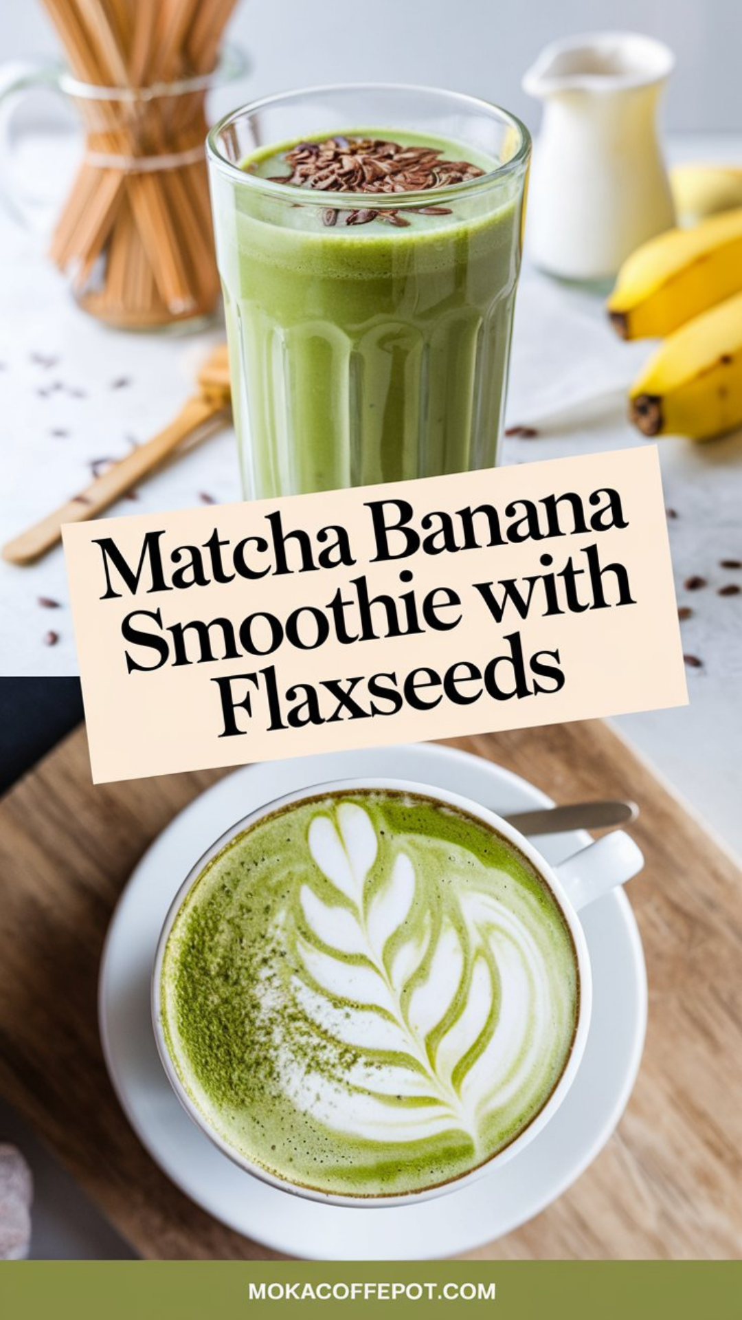 Matcha Banana Smoothie with Flaxseeds Matcha Banana Smoothie with Flaxseeds