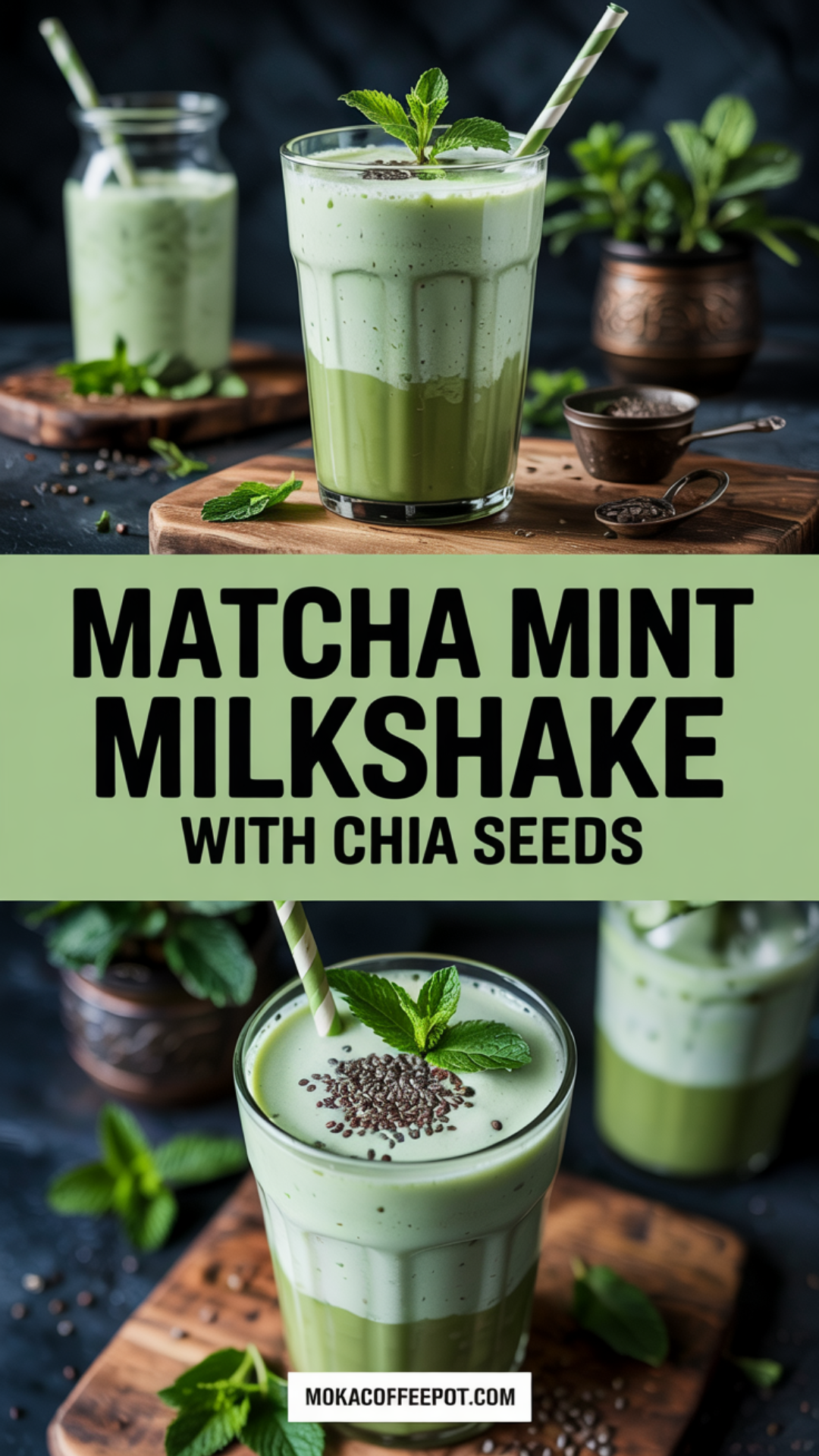 Matcha Mint Milkshake with Chia Seeds Recipe Matcha Mint Milkshake with Chia Seeds Recipe