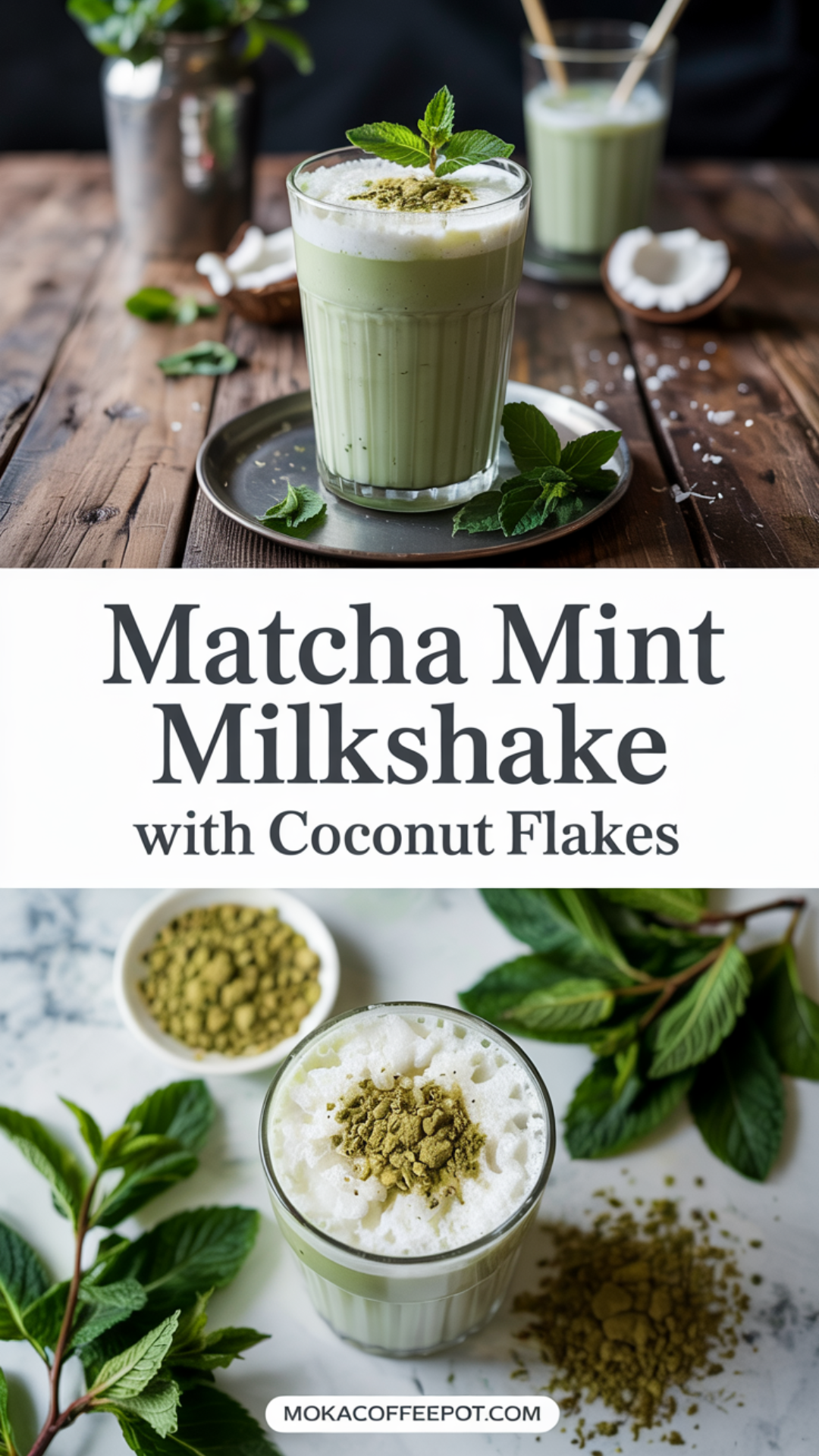 Matcha Mint Milkshake with Coconut Flakes Recipe Matcha Mint Milkshake with Coconut Flakes Recipe