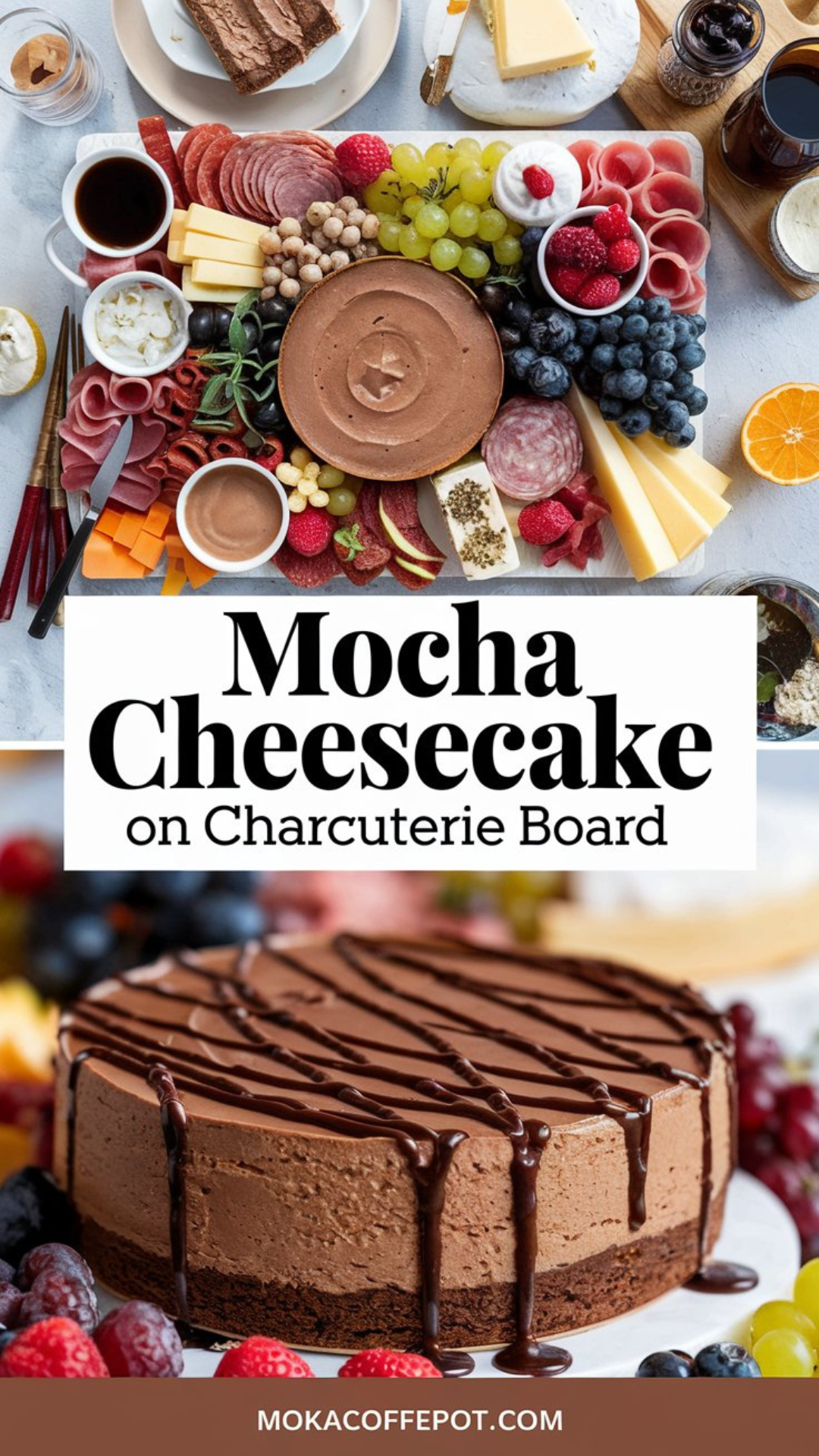 Mocha Cheesecake on Charcuterie Board Mocha Cheesecake on Charcuterie Board