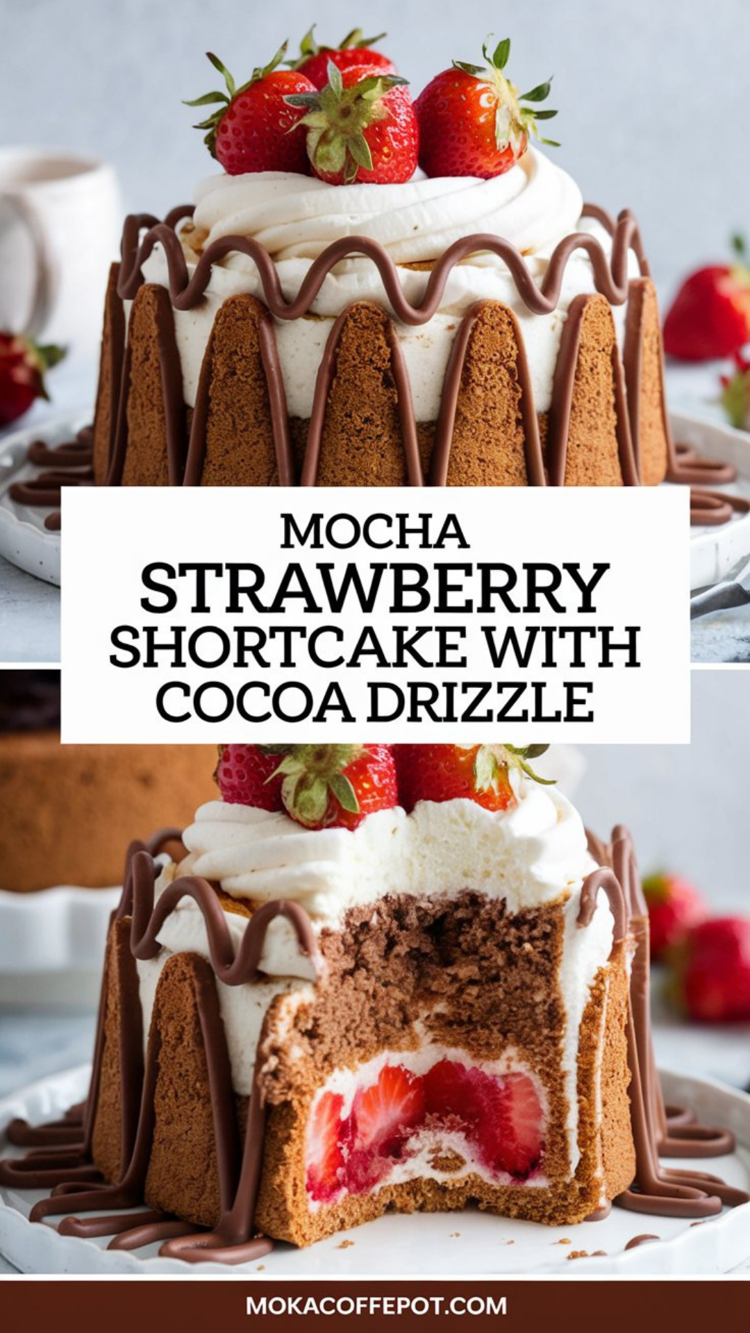 Mocha Strawberry Shortcake with Cocoa Drizzle Mocha Strawberry Shortcake with Cocoa Drizzle