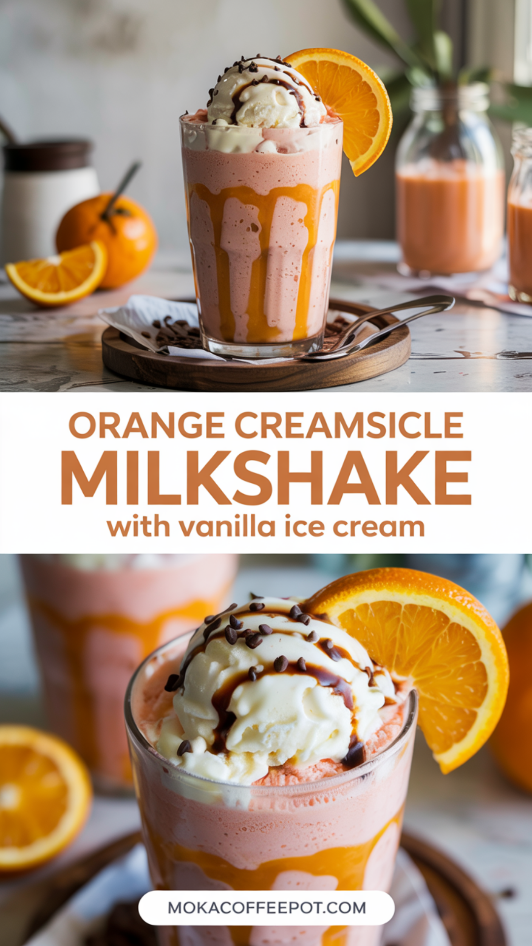Orange Creamsicle Milkshake with Vanilla Ice Cream