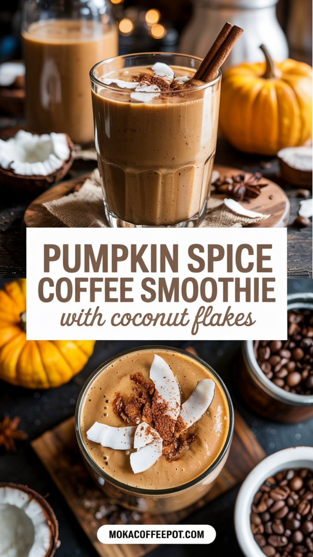 Pumpkin Spice Coffee Smoothie with Coconut Flakes Pumpkin Spice Coffee Smoothie with Coconut Flakes
