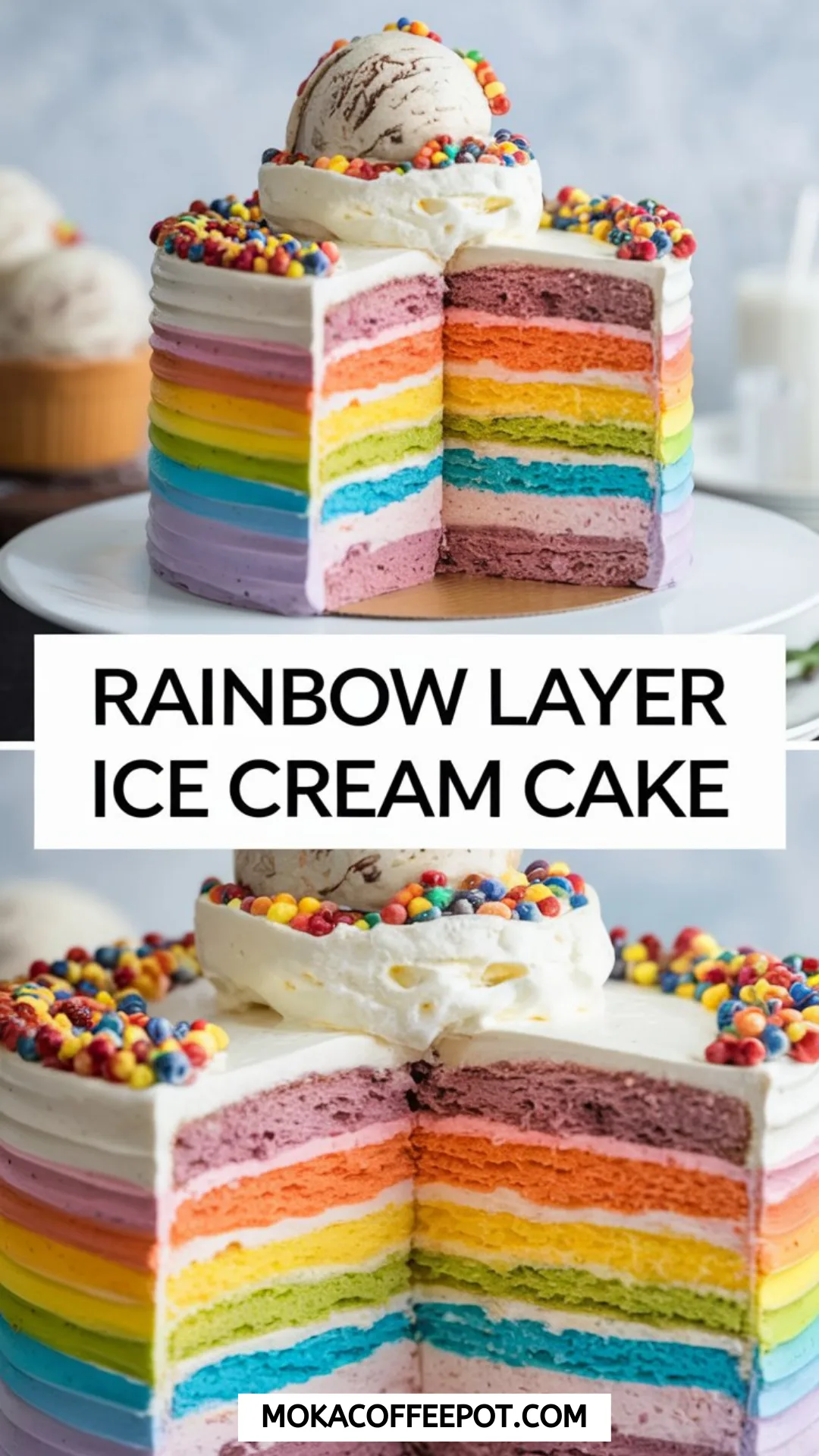 Rainbow Layer Ice Cream Cake