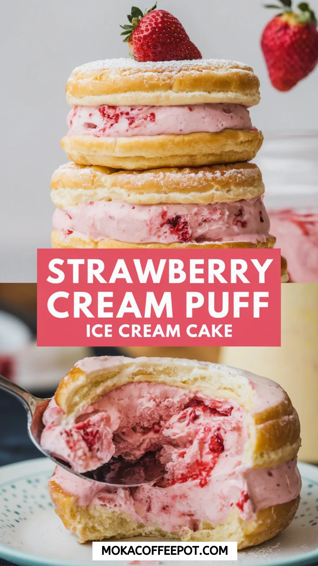Strawberry Cream Puff Ice Cream Cake Strawberry Cream Puff Ice Cream Cake